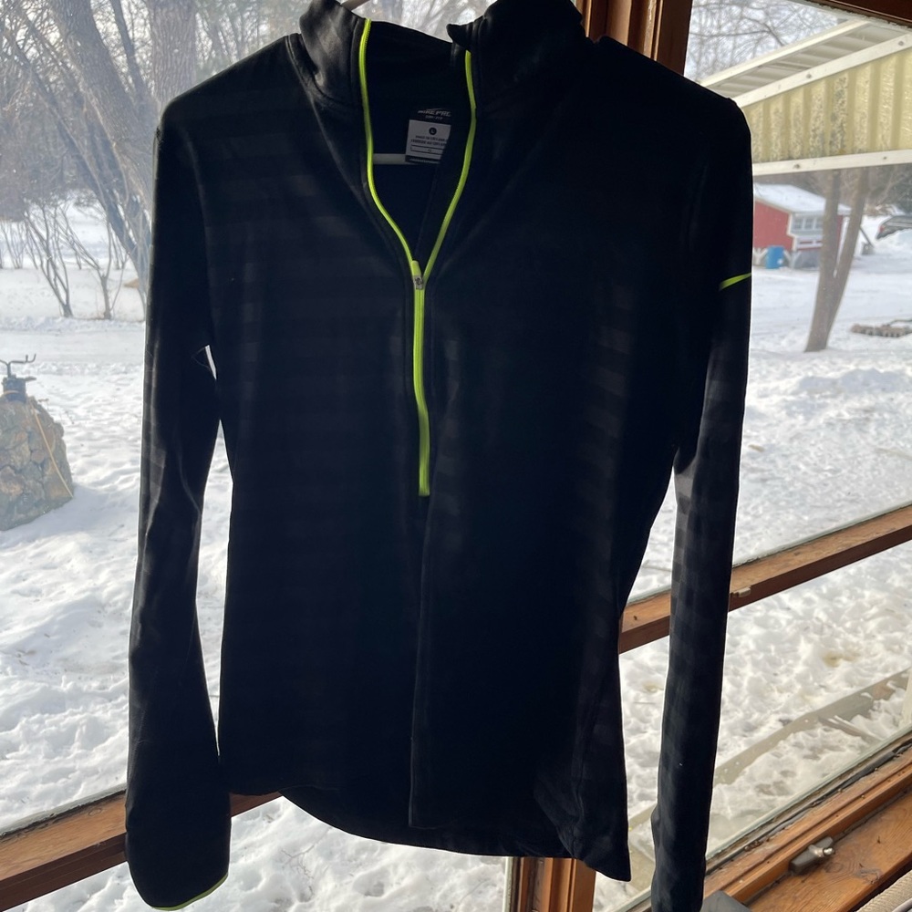 Nike Pro Dri-Fit Women's Black/Gray 1/4 Zip Pull Over with Neon Accents